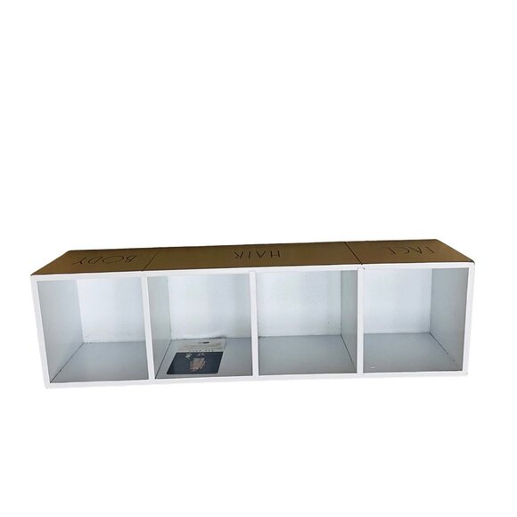 Rae Dunn White Wooden Organizer With FACE. HAIR. BODY. Compartments Perfect For - Picture 3 of 10